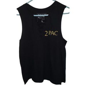 2Pac Lace-up T Shirt Women's Medium Sleeveless Roses Don't Ask Me Why Ask Me How
